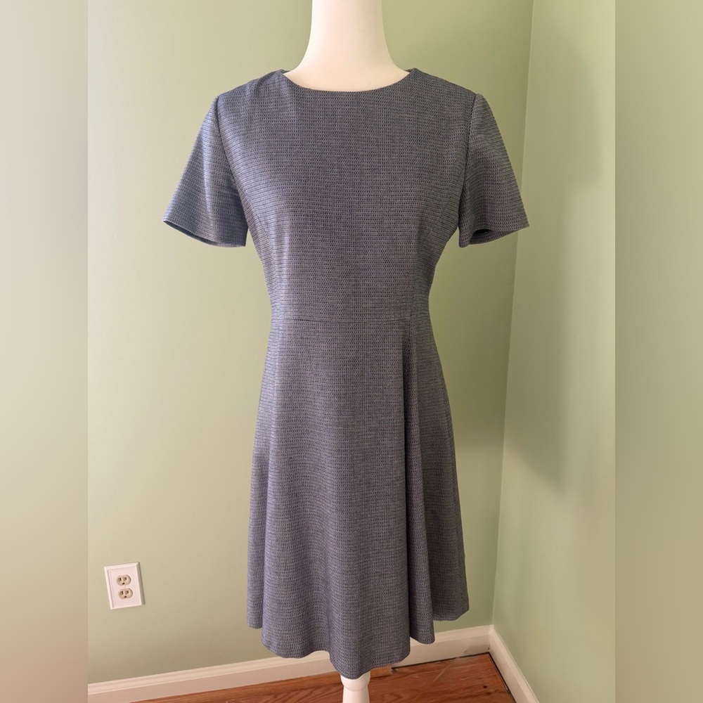 Theory Albita Blue Multi RS Fit Flare Dress Office Business Cotton Women's Sz 8